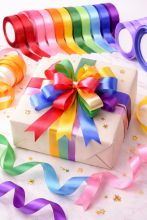 Gift Paper Satin Ribbon Art.287785 Mix Color lente satīna 12mm/25m,1 gab