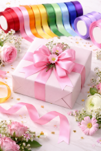 Gift Paper Satin Ribbon Art.287785 Mix Color lente satīna 12mm/25m,1 gab