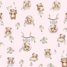 Cover set - 2 pcs - 120x90, 40x60  - BEAR in BASKET - PINK