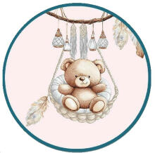 Cover set - 2 pcs - 120x90, 40x60  - BEAR in BASKET - PINK