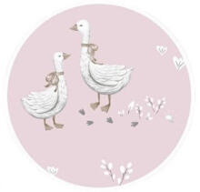 Cover set - 2 pcs - 120x90, 40x60  - GEESE on a PINK background