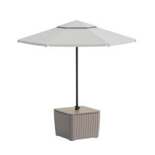 Garden table/umbrella holder Luzon Parasol ash wood tone/beige