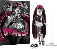 Monster High Reel Drama – Draculaura melnbaltā kolekcionējamā lelle ar plakātu