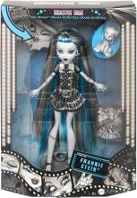 Monster High Reel Drama – Frankie Stein melnbaltā kolekcionējamā lelle ar plakātu