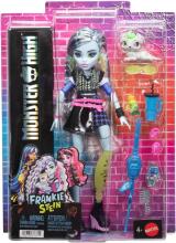 Monster High Frankie Stein Doll – Cropped Sweater & Faux Leather Skirt with Watzie & 7 Accessories