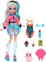Monster High Lagoona Blue lelle – skolas stils ar kapuci un velosipēda šortiem