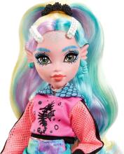 Monster High Lagoona Blue lelle – skolas stils ar kapuci un velosipēda šortiem