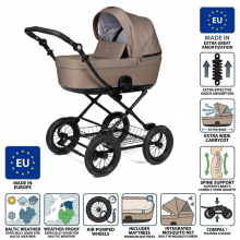Tinynord Classic stroller set in Praline Art. 298920-298907/3 Классическая детская коляска 2 в 1 беж (экстра аммортизация)