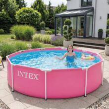 Круглый каркасный бассейн для детей 244x76 см, розовый, INTEX 28290ND