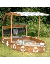 AXI Wooden Sandbox Ship with Mud Kitchen and Canopy