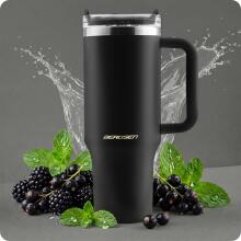 Vacuum thermos mug with straw 1180 ml Berdsen black