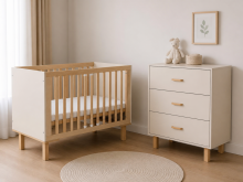 Klups Laura Art.290246 Champagne  Children's furniture set: bed and chest of drawers