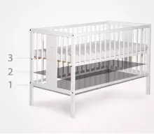La Bebe™ Kids Wood Cot  Art.290262 Grey Комплект:Детская деревянная кроватка с ящиком+ постельное бельё+подковка Moon+масло для малыша 120x60см