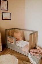 Klups Pauline Art.290267 Graphite/Oak Set: Children's crib with protective side 120x60 cm + chest of drawers