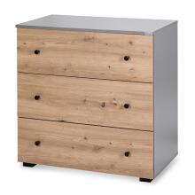 Klups Pauline Art.290267 Graphite/Oak Set: Children's crib with protective side 120x60 cm + chest of drawers
