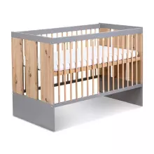 Klups Pauline Art.290267 Graphite/Oak Set: Children's crib with protective side 120x60 cm + chest of drawers
