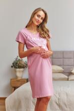 Doctornap  Cotton Night Dress Art.TCB.7459.BLUSH_ROSE.S.01  Kokvilnas naktskrekliņš grūtniecēm/barošanai