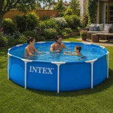 Садовый круглый каркасный бассейн 305x76 см с насосом, INTEX 26702ND