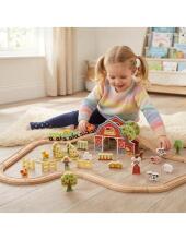 TOOKY TOY Wooden Farm Train Set 48 pcs