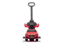 Riteņu auto ar rokturi - 668 - gumijas riteņi PVC - eko-āda - MERCEDES C63 - SARKANS