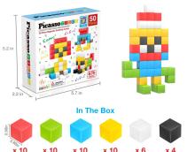 PICASSO TILES Magnetic Construction Set Magnetic Cubes 50 pcs, PMC50