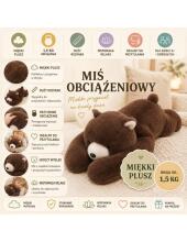 WOOPIE Weighted Plush Toy Bear Bruno Stress-Relief Sensory Heavy Bear Cuddle Toy 65cm 1500g