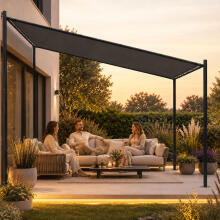 Dārza pergola terasei 3x3 m tērauda nojume pelēka MultiGarden