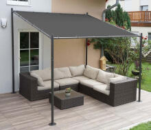 Dārza pergola terasei 3x3 m tērauda nojume pelēka MultiGarden