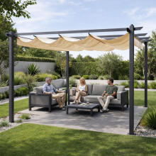 Dārza terases pergola 3x4 m, tērauds, nojumes pārklājs, bēšs, MultiGarden