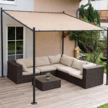 Dārza pergola terasei 3x3 m tērauda nojume ar bežīgu jumtu MultiGarden