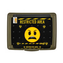 Food storage container deco-click-box mini 0.5L Carla &amp;quot;Emoji Danger&amp;quot; 17x13x3.5cm olive color