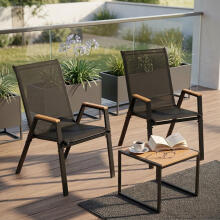 Set of 4x garden chair, set for terrace balcony, black, MultiGarden