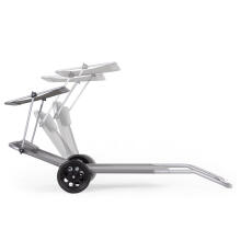 Foldable beach lounger on wheels, trolley, adjustable backrest, canopy, grey, MultiGarden