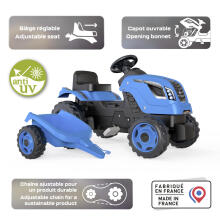 Трактор Smoby Blue Farmer XL с прицепом