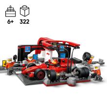 LEGO City F1 pit stop un pit crew ar Ferrari automašīnu