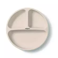 BabyOno Art.1482/04 Silikona šķīvis  beige + elastīgas karotes 1066 DĀVANĀ!
