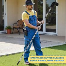 Bebe Basic Gutter Cleaner Art.294720 Инструмент для чистки водосточных желобов, регулируемый по длине 4 м, телескопическая ручка с поворотной на 180° головкой и сменной щеткой