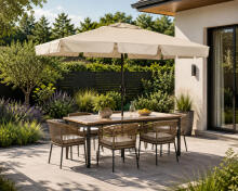 Prostokāna liels dārza saulessargs slīps salokāms ar rokturi bēšs 200x130 cm MultiGarden