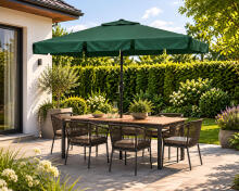 Prostokāna liels dārza saulessargs slīps salokāms ar rokturi zaļš 200x130 cm MultiGarden