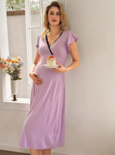 Moonlight&Mama Maternity Dress Art.295617 Violet  Ночная рубашка для беременных/кормящих с коротким рукавом