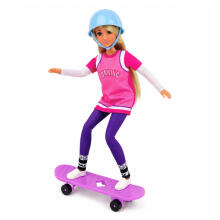 Anlily Doll with Purple Skateboard, Helmet, and Long Sweatshirt Set