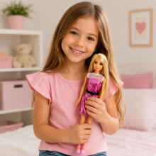 Anlily modes lelle rozā kleitā ar somām, apaviem un aksesuāriem