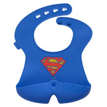 Superman by b.box Roll-up silicone bib with an open pocket - a soft bib for children and babies