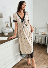 Moonlight&Mama Maternity Dress Art.296154 Beige  Naktskrekls grūtniecēm/barošanai ar īsām piedurknēm