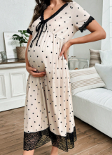 Moonlight&Mama Maternity Dress Art.296154 Beige  Naktskrekls grūtniecēm/barošanai ar īsām piedurknēm
