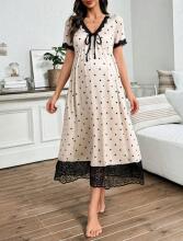 Moonlight&Mama Maternity Dress Art.296154 Beige  Naktskrekls grūtniecēm/barošanai ar īsām piedurknēm