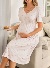 Moonlight&Mama Maternity Dress Art.296155 White   Short sleeve maternity/nursing nightgown