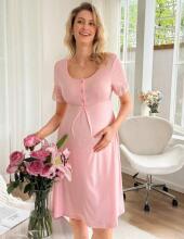 Moonlight&Mama Maternity Dress Art.296158 Pink Naktskrekls grūtniecēm/barošanai ar īsām piedurknēm