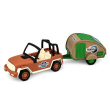 Off-Road Vehicle with Camper Sounds Green and Brown Tourist Set