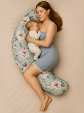 La Bebe™ Moon Satin Art.3355 Grey Additional Cotton Satin Cover for U-Shaped Pregnancy Pillow 36x185 cm
